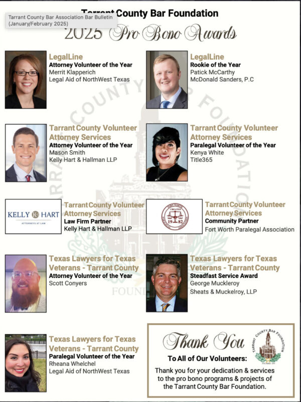 Tarrant County Pro Bono Awards