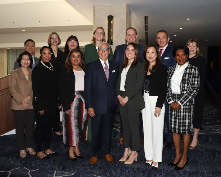 The 2026 HBF Board of Directors. (L to R, front row) Grace Ho, Angela Daniels, Sejal Brahmbhatt, Benny Agosto, Jr., Krisina Zuñiga, Alison Chen, and Daniella Landers. (L to R, back row) Vinh Ho, Sara Keith, Jennifer A. Hasley, Stephanie Noble, Andrew Edelman, John Zavitsanos, and Denise Scofield. (Absent: Hon. Eva Guzman)