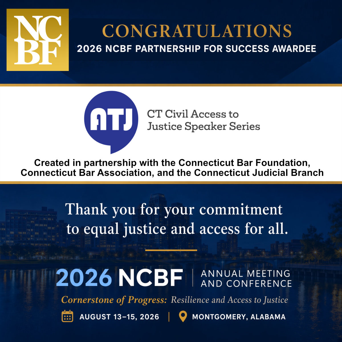 2026 NCBF Partnership For Success Awardee, The Connecticut Bar Foundation